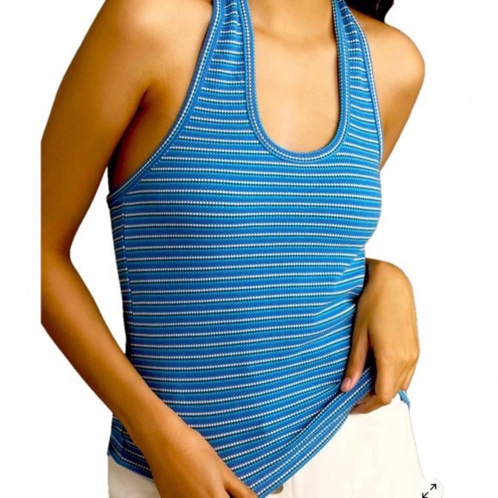 Pilcro Blue and White Striped Tank Top
